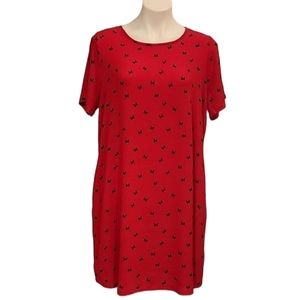 Disney Red Minnie Mouse Bow Short Sleeve Shift Dress
